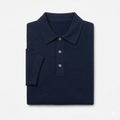Textured Cotton Knit Polo Shirt - Navy