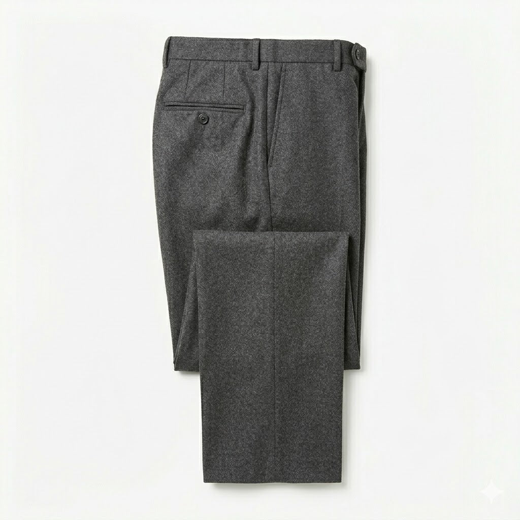 Slim Fit Textured Wool-Blend Trousers - Charcoal