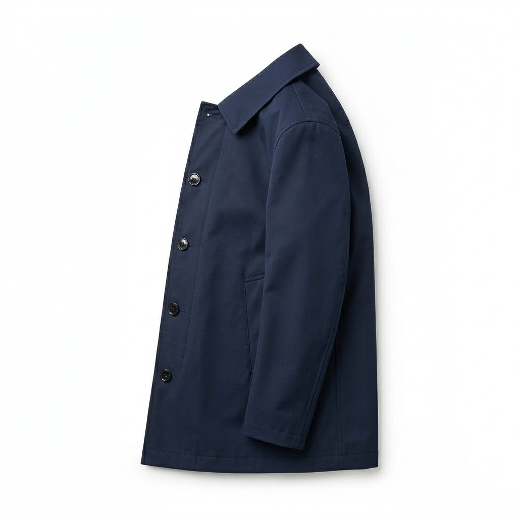 Classic Waterproof Mac Coat - Navy Blue