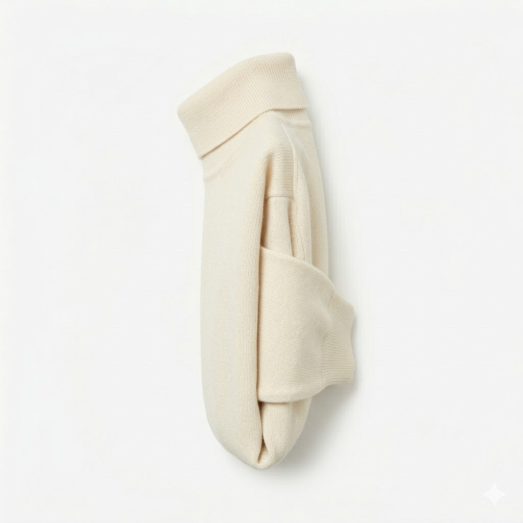 Merino Wool Roll Neck Jumper - Cream