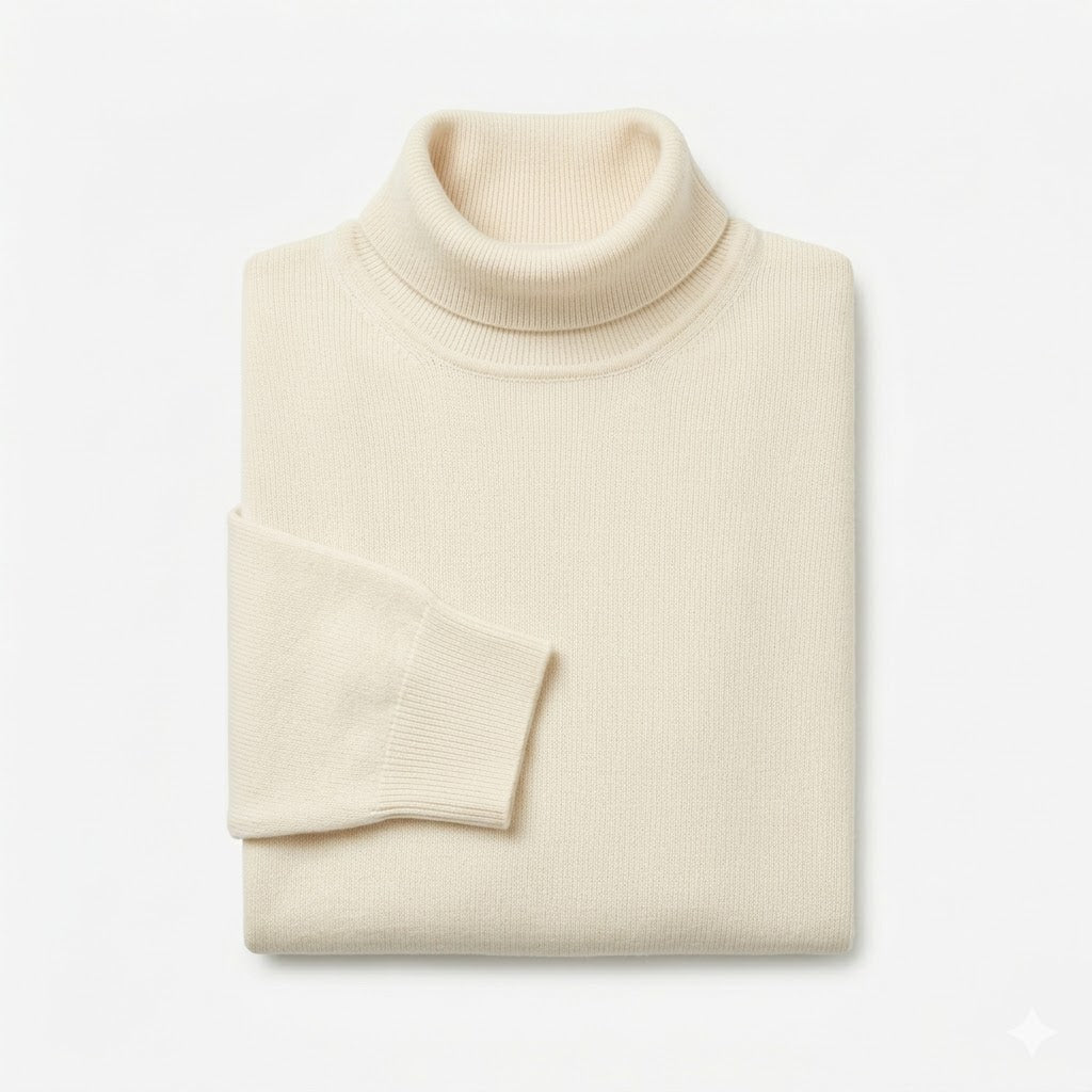 Merino Wool Roll Neck Jumper - Cream
